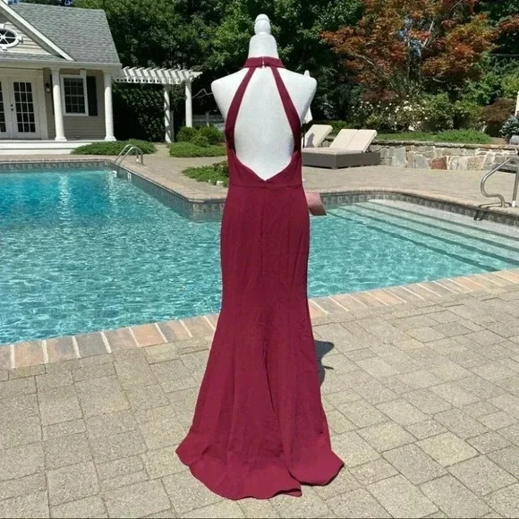 NWT Anthropologie BHLDN Montreal Formal Halter Maxi Dress Red - Picture 6 of 10